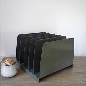 Vintage Gray Green Industrial File Mail Organizer Metal Wall Mount Mail Holder